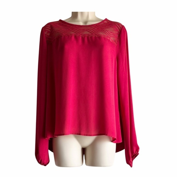 meraki Tops - Meraki Lace Long Sleeve Satin Blouse